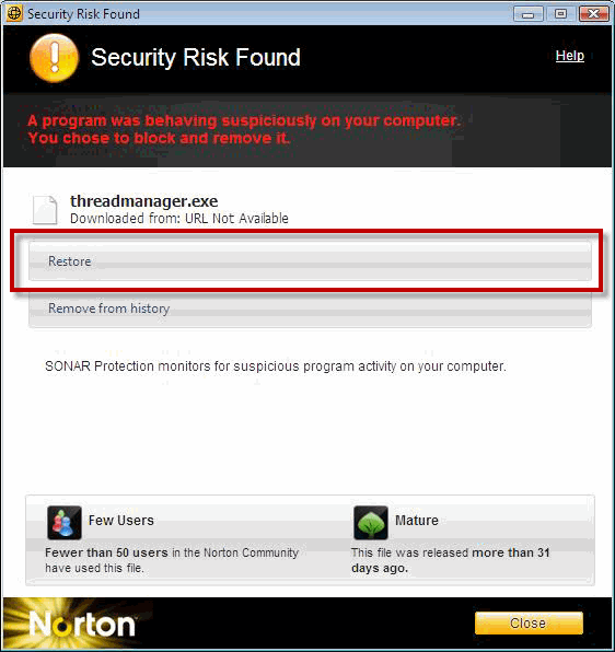 Norton Internet Security - Options