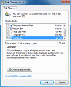 Windows 7 Disk Cleanup dialog