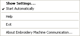 Embroidery Machine Communication menu