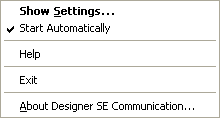 Designer SE right-click menu